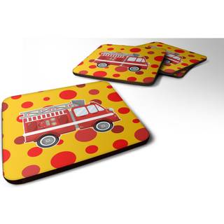 """" Caroline's Treasures Fireman's Firetruck Foam Coaster Set på 4 3,5 multicolor """"