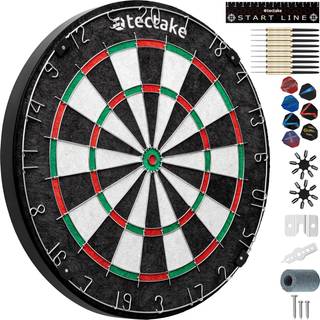 Dartskive Bully med 9 pile,21 flights og tilbehør - sort/hvid