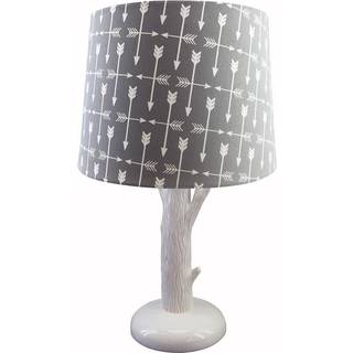 LevTex Baby - Trail Mix Table Lamp og Shade - Hvidt træ med grå skygge lampe - Tilbehør af planteskole - Målinger: 16 tommer. Høj og 8 tommer. Di