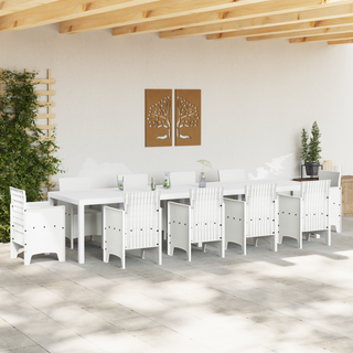Havebord Hvid 350x100x73 cm Poly Rattan