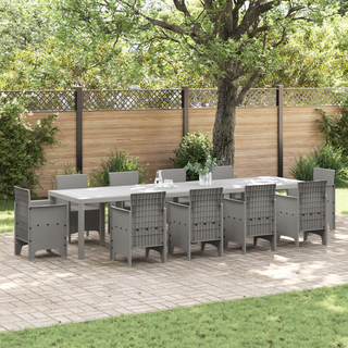 Havebord Lysegrå 350x100x73 cm Poly Rattan