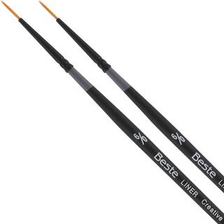 Kreativt Mark Beste Golden Taklon Liner #6x0-2 Pack Artist Brush Professionel akvarelbørster til akrylmaleri Kort håndtag Skarpe kanter Håndbunde