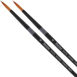 Kreativt Mark Beste Golden Taklon Nadel Round #36-2 Pack Artist Brush Professionel akvarelbørster til akrylmaleri Kort håndtag Skarpe kanter Hånd