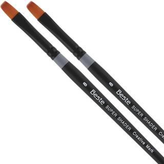 Kreativt Mark Beste Golden Taklon Super Shader #8-2 PK Kunstnerbørster Professionelle akvarelbørster til akrylmaleri Kort håndtag Skarpe kanter H