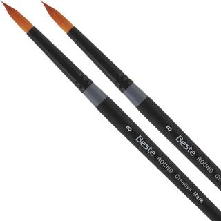 Kreativt Mark Beste Golden Taklon Round #8-2 Pack Artist Brush Professionel akvarelbørster til akrylmaleri Kort håndtag Skarpe kanter Håndbundet