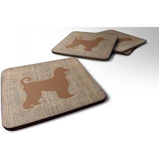 """" Caroline's Treasures BB1066-BL-BN-FC Afghan Hound Burlap og Brown Foam Coasters (Sæt på 4) 3,5 """" ""H X 3,5"" """" ""W Multicolor"" ""