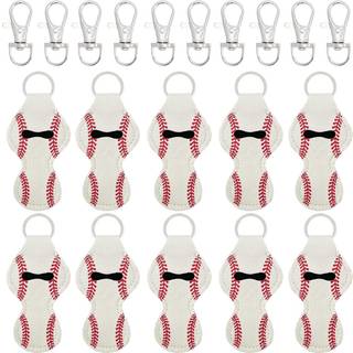 AllyDrew 10 Pack Chapstick Holder Keychain Keying til l?bebalsam Lip Gloss Lipstick med 10 stykker Metal Keying Clasps Baseball/Softball
