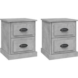 sengeborde 2 stk. 39x39x47,5 cm konstrueret træ betongrå