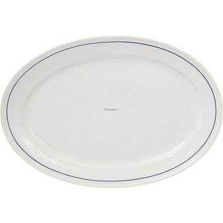 Lexington Porcelain Fad Oval t / Mørkeblåt - Serveringsfad Porcelæn Hvid - 10008116-1730-ONE