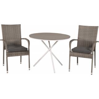 Parma+Anna havemøbelsæt med cafébord Ø90cm og 2 stole grå