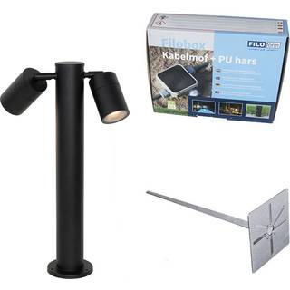 Udendørslampe sort med jordspyd og kabelforskruning 45 cm 2-lys IP44 - Duo