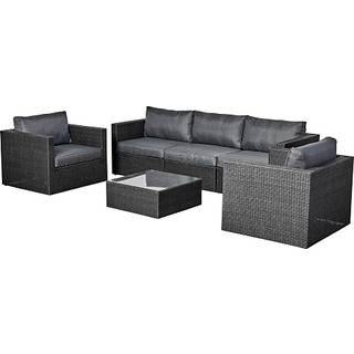 Pisa loungesofa med 2 stole og bord - sort