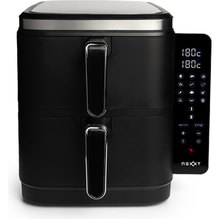 Nexxt Dobbelt Stakket Airfryer med 12 Madlavningsprogrammer – 11 Liter – Sort