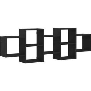 væghylde 129x18x42 cm konstrueret træ sort egetræsfarve