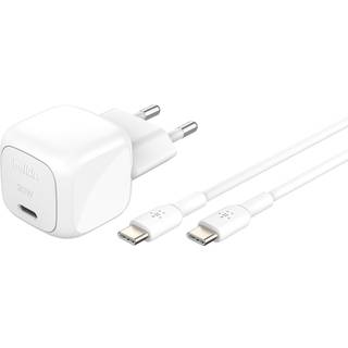 Belkin BoostCharge power adapter - compact - 24 pin USB-C - 30 Watt - with USB-C cable (1m)