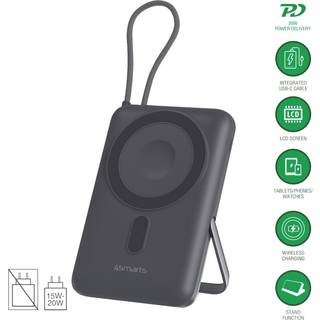 4smarts - Enterprise Pocket 10.000 mAh Trådløs PowerBank - 22.5W - Space Grey