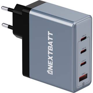 NEXTBATT 100W GaN Hurtigoplader 3x USB-C/1x USB-A - Sort/Grå