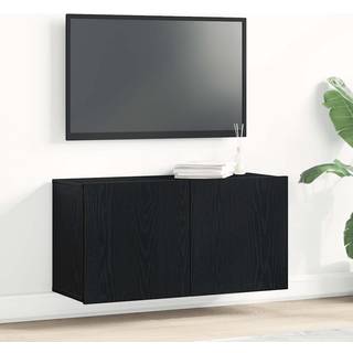 Tv-skab Sort Egetræ 80x30x41 Cm Konstrueret Træ - 1