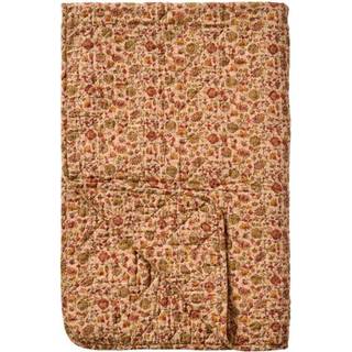 Ib Laursen Quilt brun m/røde, orange og grå blomster -