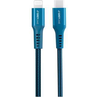 GreyLime 18W Braided USB-C til Lightning Kabel 3 meter - Blå