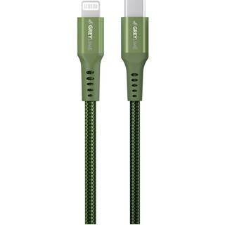 GreyLime 18W Braided USB-C til Lightning Kabel 3 meter - Grøn