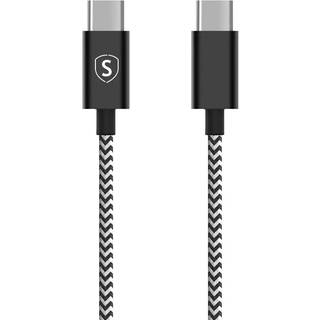 SiGN Skin USB-C til USB-C kabel 2.1A, 0.25m - Sort/Hvid