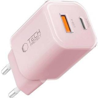 Tech-Protect NCM33W Dual-Port 30W vægoplader - pink