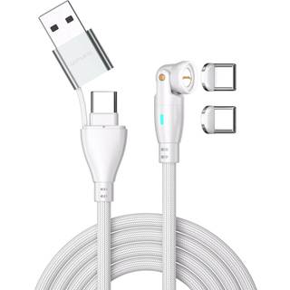 Magnetisk Kabel m. USB-C/A - 4smarts - 100W - 1.8m - Hvid