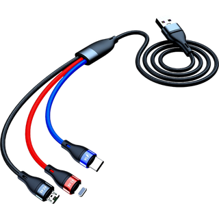 USB Opladningskabel Micro USB, Type-C, Lightning - 3-i-1 USB / USB-C