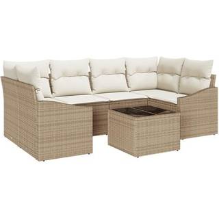 Havesofa Sæt Med Pude 7 Dele Beige Og Creme 55 X 55 X 37 Cm