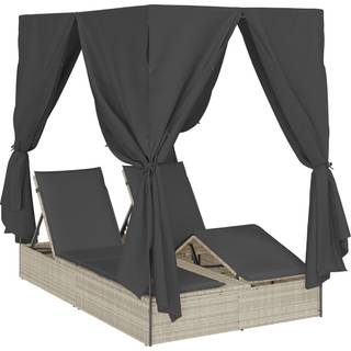 Dobbelt Solseng Med Tag Lysegrå 205 X 129 X 200 Cm Pe Rattan