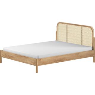 Dobbeltseng i eg med rattan gavl – Olive 160 × 200 cm