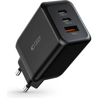 Tech-Protect NC PD 65W Vægoplader m. 2 x USB-C & 1 x USB-A - Sort