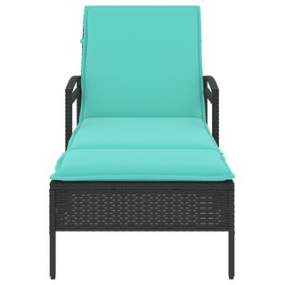 liggestol med hynde sort 63x200x81 cm polyrattan (kun USA)