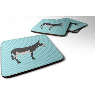 """" Caroline's Treasures American Mammoth Jack Donkey Blue Check Dekorative Coasters 3.5 multicolor """"