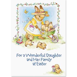 Datter og familie p?ske lyk?nskningskort - enkelt kort stort 5 """" x 7 """" p?skekort med f?lelser inde i den hvide konvolut