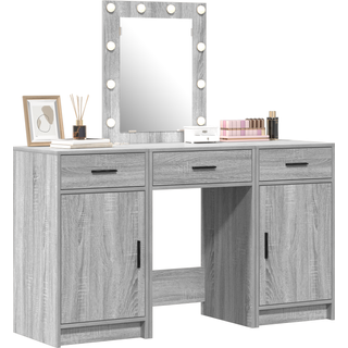 Klædeskab med spejllys Grå 50 x 41 x 135 cm Konstrueret træ