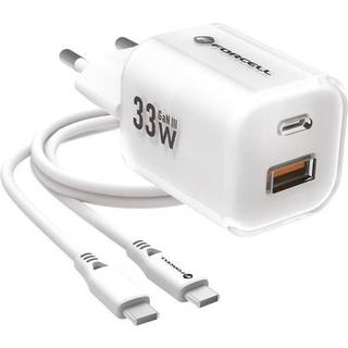 Oplader 33W USBC/USBA Hvid