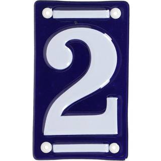 Esschert Design House Numbers 6 tommer emalje blå og hvide adresse nummerplade - nummer 2 moderne husnumre til udenfor