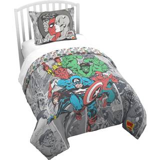 Jay Franco Duvet Cover Set - 2 stykker dyneomslag og skamsæt Super Soft Cozy Kids Bedding (indsæt ikke inkluderet) Grå - Marvel Comics Twin Twin