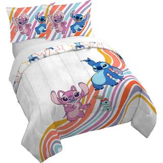 Jay Franco Duvet Cover Set - 3 stykker dyne cover og skamsæt superblødt hyggeligt børns sengetøj (indsæt ikke inkluderet) White - Lilo og Stitch