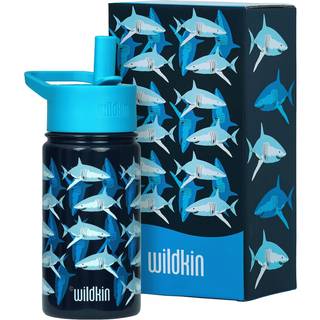 Wildkin Kids 14 oz Rustfrit stål Vandflaske - BPA -fri lækagisof isoleret let rengøring - hajer