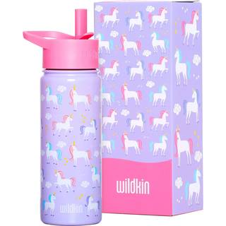 Wildkin Kids 18oz Rustfrit stål Vandflaske - BPA -fri lækagesikeret isoleret let rengøring - enhjørning
