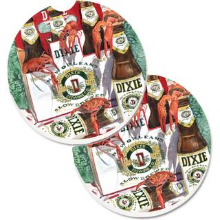 """" Caroline's Treasures Dixie Beer & Crawfish New Orleans Sæt med 2 Cup Holder Car Coasters 8541Carc 2.56 Multicolor """"