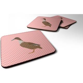 """" Caroline's Treasures Dutch Hook Bill Duck Pink Check Dekorative Coasters 3.5 Multicolor """"