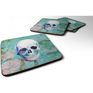 """" Caroline's Treasures Day of the Dead Teal Skull Foam Coaster Set på 4 3,5 multicolor """"