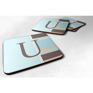 """" Caroline's Treasures CJ1003-UFC Monogram-Blue Stripes Foam Coasters (Sæt på 4) indledende bogstav u 3.5 """" ""H x 3,5"" """" W multicolor """"