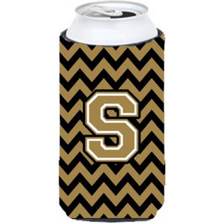 Brev S Chevron Black and Gold Tall Boy Beverage Isulator Hugger CJ1050-STBC