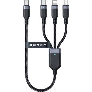 Joyroom 3-i-1 USB-C til Lightning/USB-C/Micro USB-kabel 3,5A, 0,3m - Sort