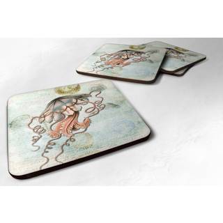 """" Caroline's Treasures SB3044FC Jellyfish Foam Coasters (S?t p? 4) 3,5 """" ""H X 3,5"" """" W multicolor """"
